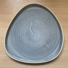 Churchill Plate Stonecast Walled Triangle Plate Made in England Peppercorn Grey