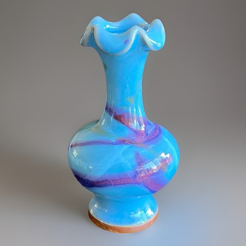 Flambe jun kiln pedestal vase - flambe,