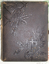 VICTORIAN LEATHER BOUND EMPTY PHOTOGRAPH ALBUM