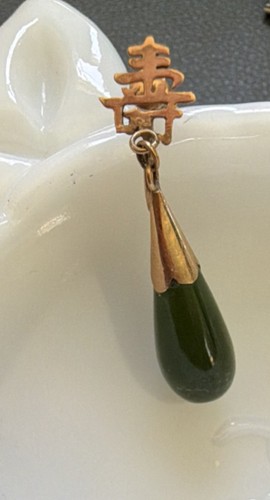 14k yellow gold jade teardrop - gold,