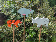 Wooden Garden Cane Toppers Set