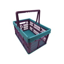 Plastic Shopping Basket with Handles Small (Grocery Supermarket Collapsible)