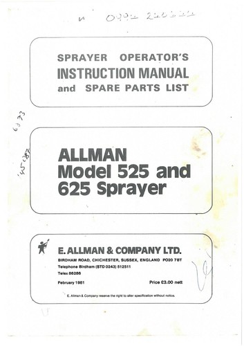 Allman sprayer model 525 625 - sprayer, &