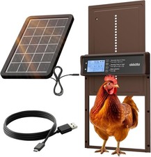 Okkobi Automatic Chicken Coop Door Solar Powered - LCD Display - Chicken Coop Do