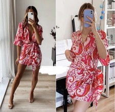 ZARA womens Pink Floral Satin