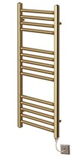 York Flat Brushed Brass Electric Towel Rails Bathroom Radiator