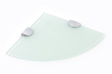 Glass Shelves Wall Mounted White Toughened Corner Various Chrome Supports
