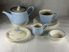 Vintage 8 Piece Figgjo Flint Norway Crocus Pattern Part Tea Set - Crazed