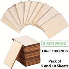DIY Wooden Sheets Craft Birch Wood Blanks for Painting Coasters & Pyrography UK