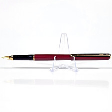 Vtg Elysee Germany Fountain Pen Laque Burgundy GT SS Gold PLated F Nib - Damaged