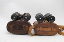 F x2 Antique WW1 Era Military Binoculars In Cases Dated 1916