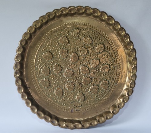 Large antique repousse brass - antique,