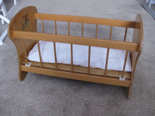 Vintage dolls wooden cot - dolls,