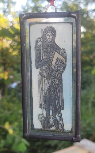 Stained glass medieval knight - glass,