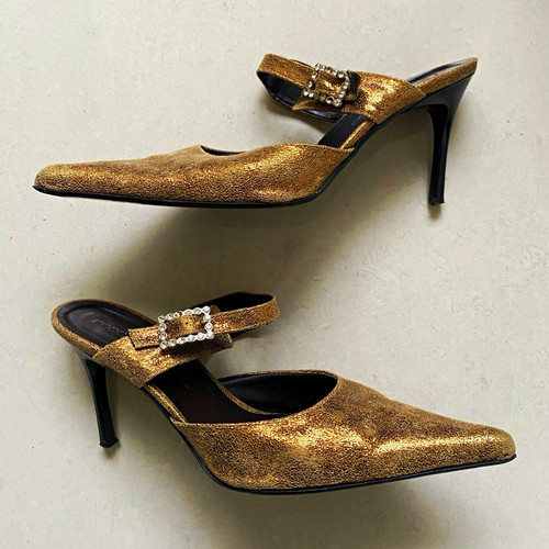 Moda pelle gold - in, toe