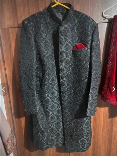 Black men sherwani - sherwani, (asian