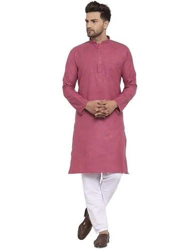 Men cotton solid kurta - cotton,