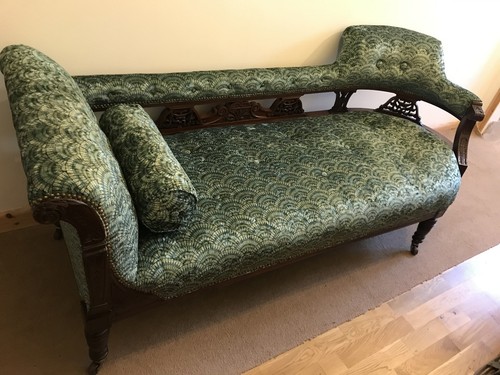 Antique chaise longue green - chaise, longue,