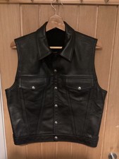 ROB AMSTERDAM MEN’S ROB LEATHER TRUCKER WAISTCOAT VEST MEDIUM
