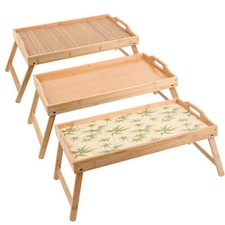 Bamboo Foldable Laptop Table Breakfast Serving Tray Bed Table W/ Folding Legs UK