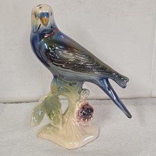 Vintage Jema Holland Cobalt Blue Lustre Ware Budgerigar Figurine #312