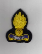 ROYAL ENGINEERS  QUALITY  OFFICERS WIRE EMBROIDERED UBIQUE BERET BADGE  