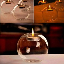 Round Ball Shape Glass Bauble Tea Light Candles Holder Crystal Transparent 1X UK