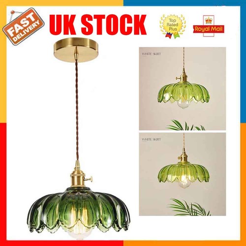 Vintage green glass pendant - green,