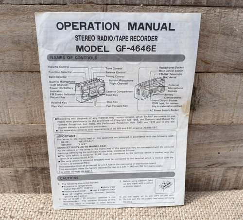 Original sharp 4646e stereo - sharp, gf-4646e