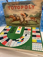 Vintage Totopoly Board Game Copyright 1949 Waddington Complete 12 plastic horses