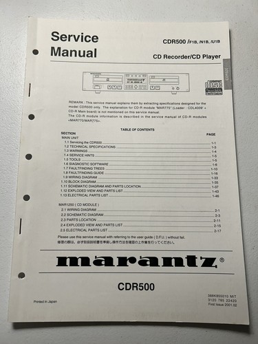 Marantz cdr500 recorder - cdr500, cd