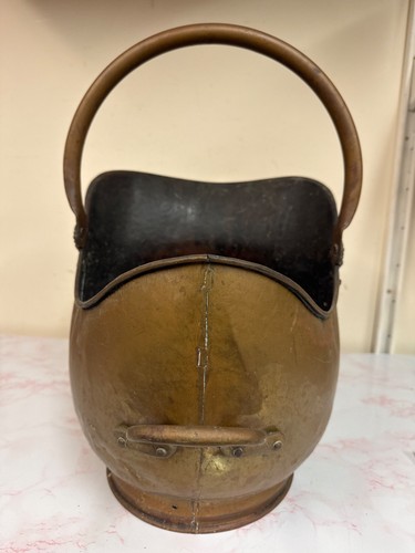 Vintage brass coal bucket - brass,