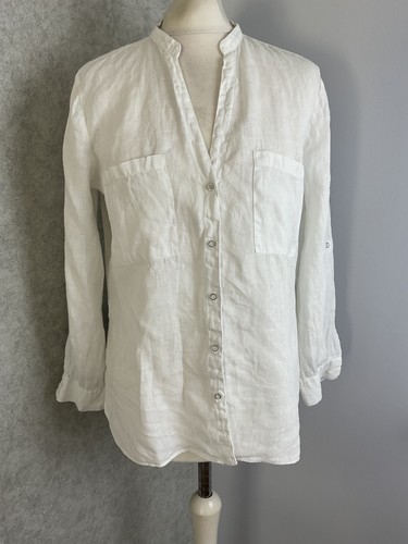 Zara white linen blouse - white,