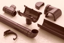 Brown Plastic Half Round Guttering & Downspout Various Fittings Free Delivery