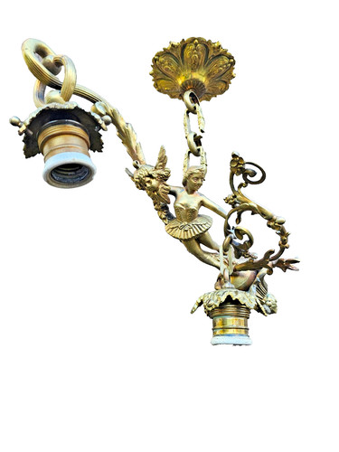 Vintage bronze lady - , putti