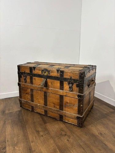 Victorian domed steamer trunk - victorian,