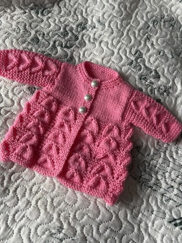 Hand knitted baby cardigan to - hand,