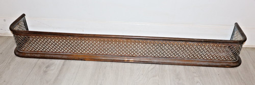 Antique brass fireplace fender - antique,