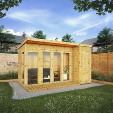 Waltons 12 x 8 Wooden Garden Room Summerhouse With Side Shed Shiplap Pent 12x8