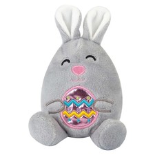 Easter Bunny Soft Toy Hugging Shiny Egg Cute Plushie Huggable Cuddly 10cm White