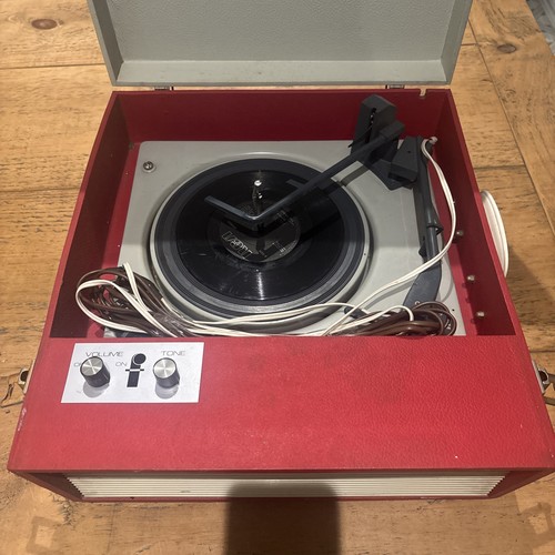 Vintage record player red - record, in