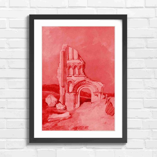 Ruined stone arch with arched - ruined,