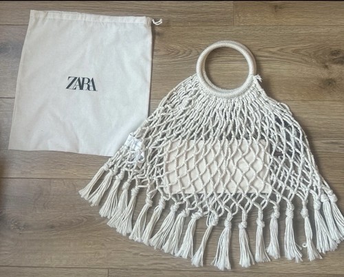 Zara macrame shopper bag - macrame, ecru
