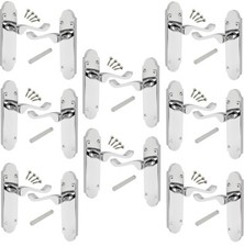 Door handles Chrome Polished Pack of 8 pairs 168x42mm Shaped Scroll