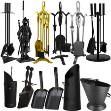 Companion Set 4 5 Piece Set Black Fireside Poker Brush Shovel Cast Iron Tools