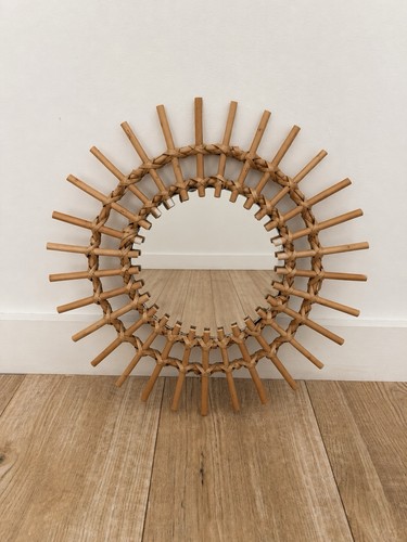 Vintage bamboo sunburst mirror - vintage,