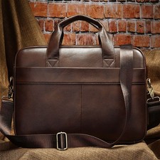Retro Men's Laptop Bag Genuine Leather Business Briefcase Travel Work Handbag