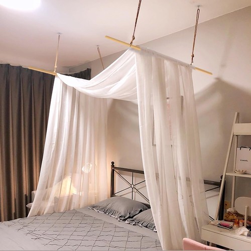 Hanyun white canopy bed - bed, scarf