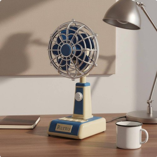 Retro desk fan adjustable - desk, tilt