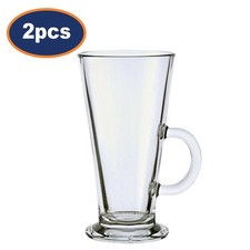 Luminarc Latte Glass Mug Tall Clear Cappuccino Hot Chocolate Coffee 290ml 2Pcs